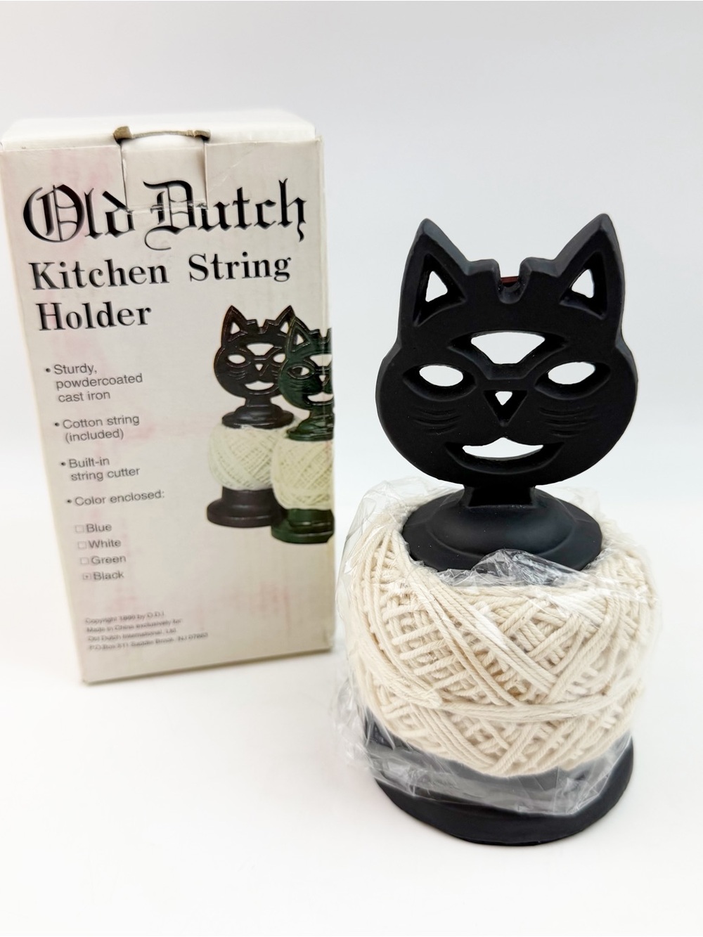 Vtg 90s Old Dutch Cat String Dispenser Black Cast Iron Twine Farmhouse Whimsical